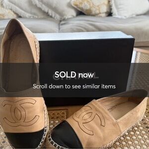 [SOLD] Athentic Chanel Women's Tan and Black Espadrilles